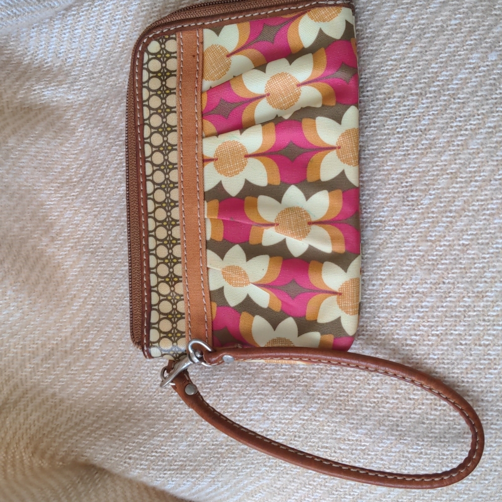Fossil Coated Canvas Floral Wristlet